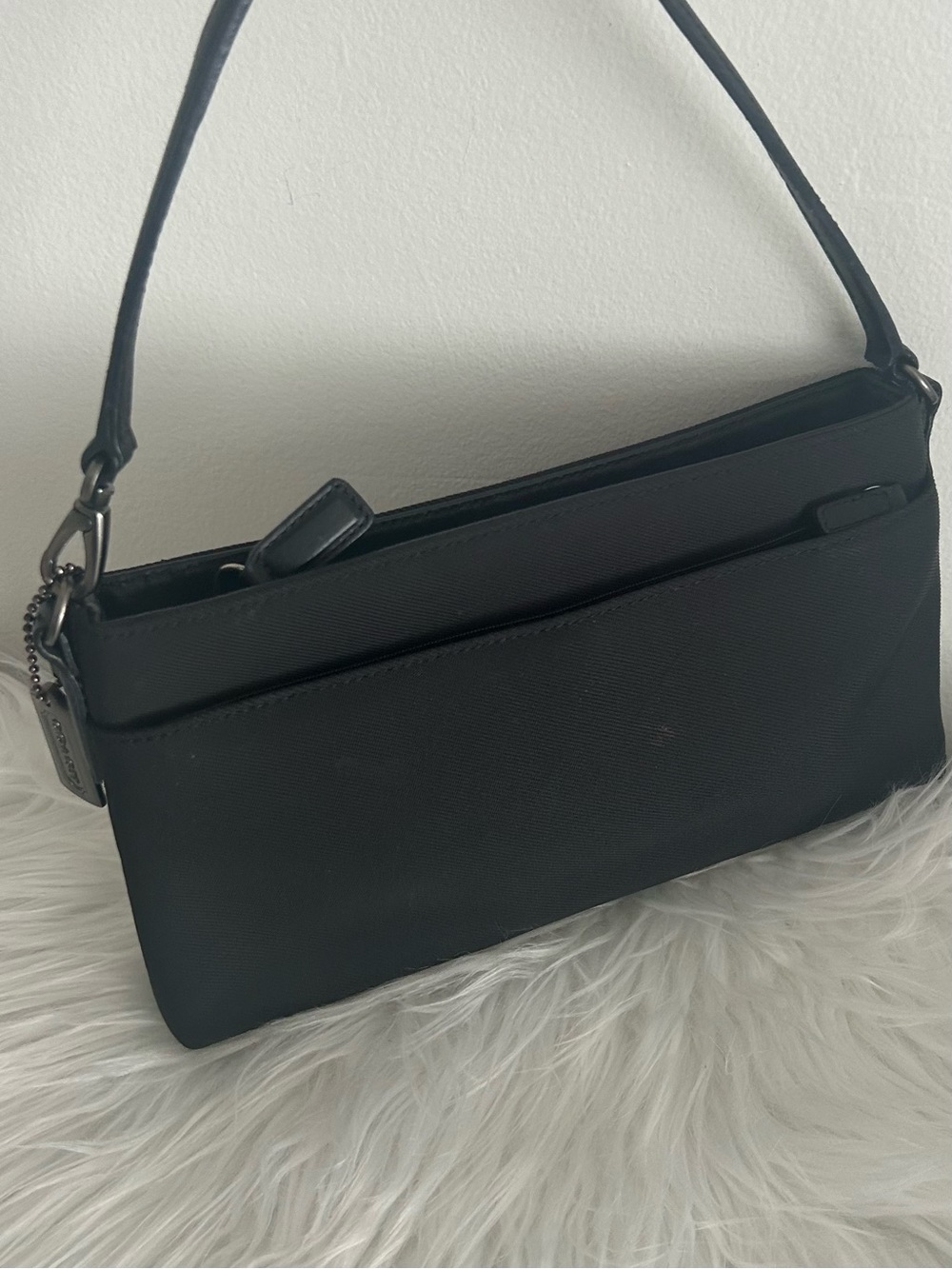 Coach Black Nylon Baguette Shoulder Bag Y2K Mini Zip Top Purse - Picture 8 of 16